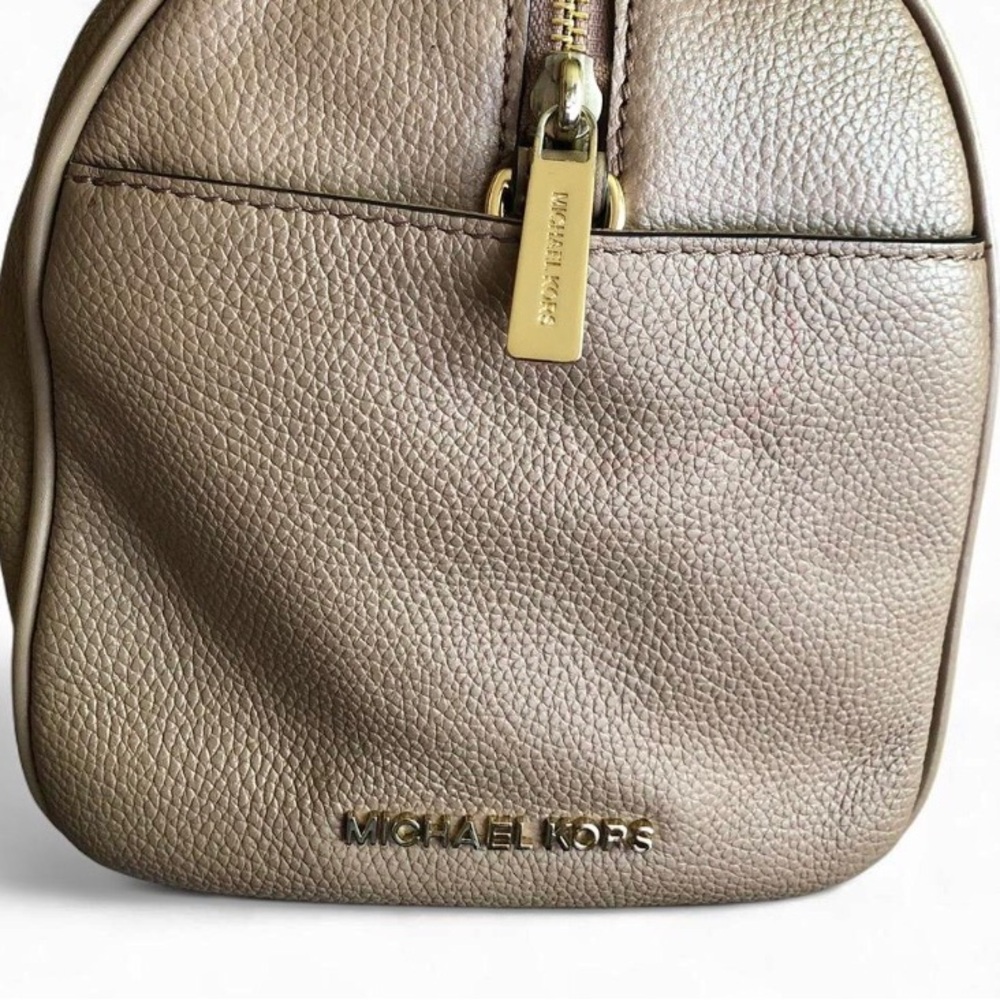 Michael Kors Taupe Leather Satchel with Gold Hardware - Picture 11 of 14